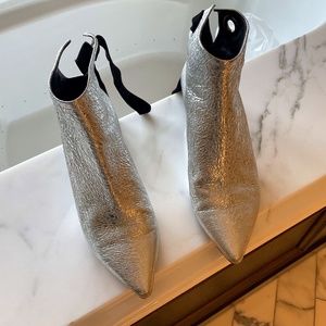 Proenza Schouler, silver faceted heel booties